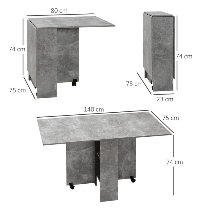 HOMCOM Rolling Drop Leaf Dining Table Folding Kitchen Table with Open Shelves