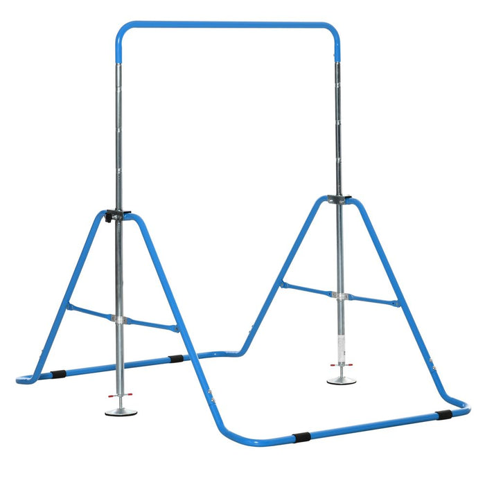 Premium Kids Gymnastics Bar - Adjustable Height, Foldable Design - Blue