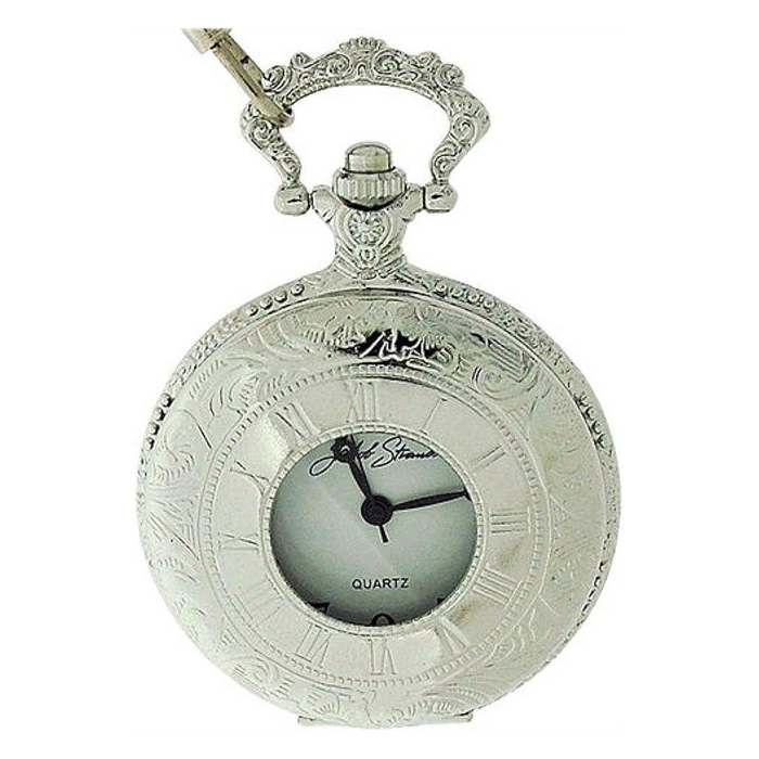 Jakob Strauss Open Window Classic Silver Tone & 12 Inch Brass Chain Pocket Watch - CLEARANCE NEEDS RE-BATTERY