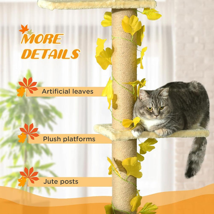 Adjustable 242cm Floor-To-Ceiling Cat Tree - Anti-Slip - Yellow