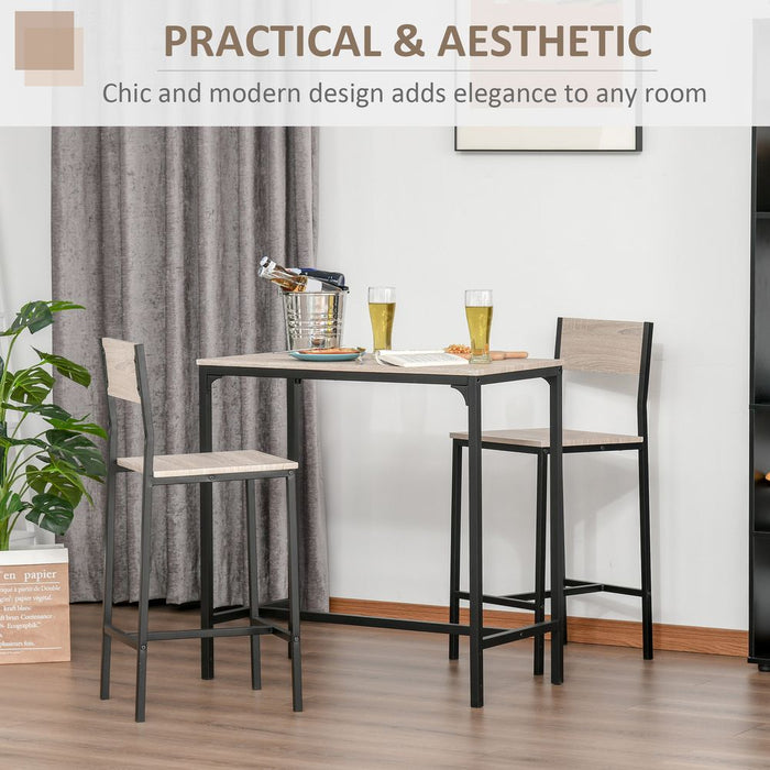 Premium Quality Metal Frame MDF Top Table & Bar Stool Set - Sleek Black Design