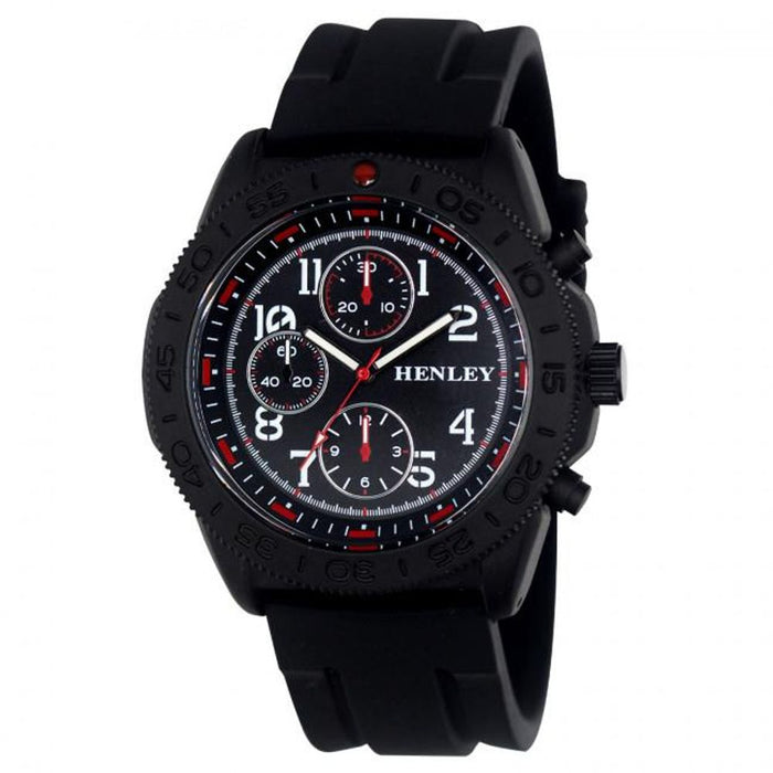 Henley Men's Multi Eye Black Dial Sports Watch - Black Silicone Strap - H02218.3