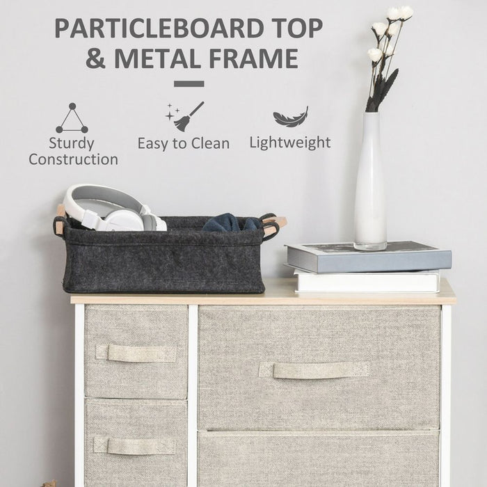 7 Linen Drawers Cabinet Organizer Adjustable Feet White, Oak and Light Grey