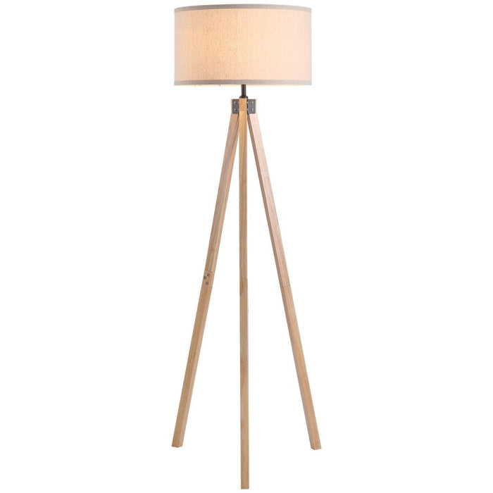 Beige Rubber Wood Tripod Floor Lamp - Professional Grade, High Quality & Stylish Home Decor & Lighting Solution