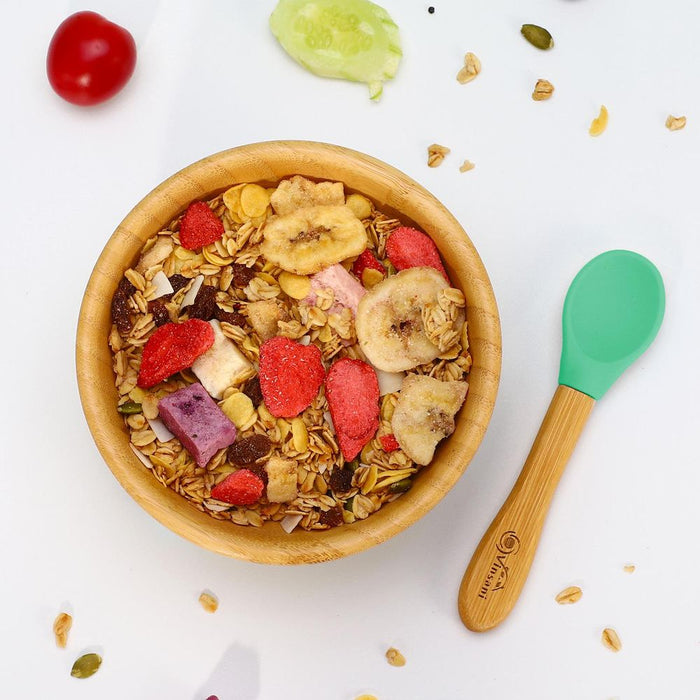 BPA-FREE BAMBOO BOWL & SPOON SET - Anti-slip, Easy-to-clean - Ideal for Kids - Best Quality!