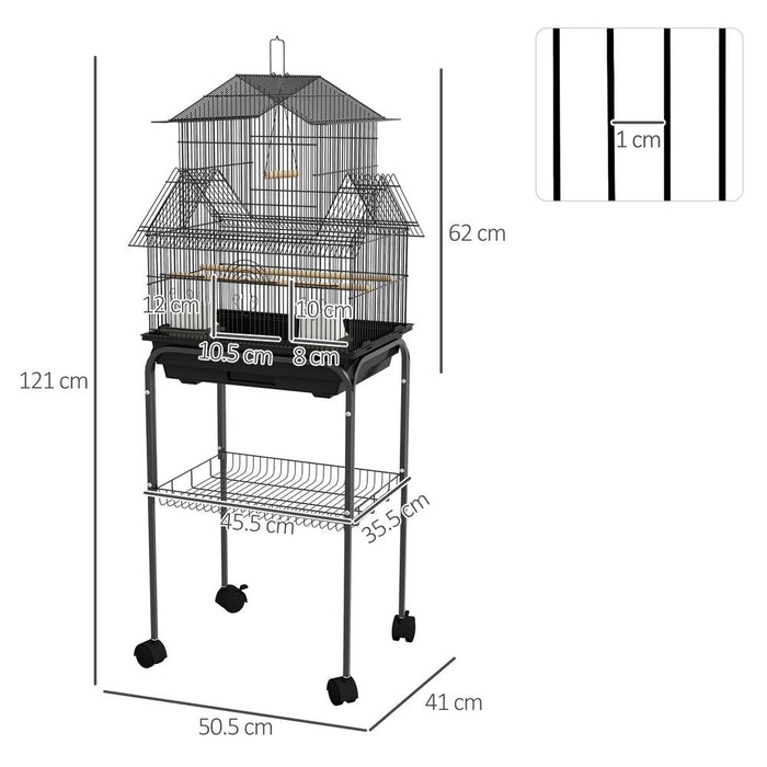 PawHut Metal Bird Cage Small with Perch Food Container Handle for Finch Canary