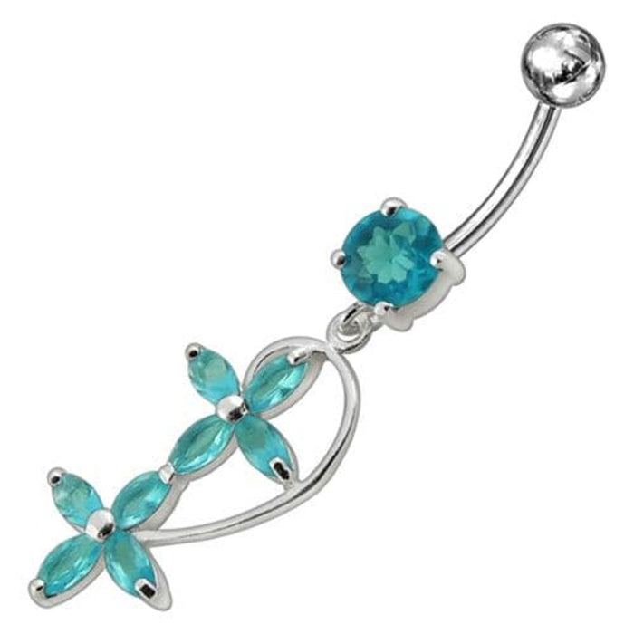 Fancy  Flowers Moving Dangling Banana Navel Ring