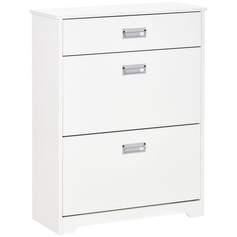 Tipping Shoe Cabinet Hall Organizer - Flip Drawers, 16 Pairs