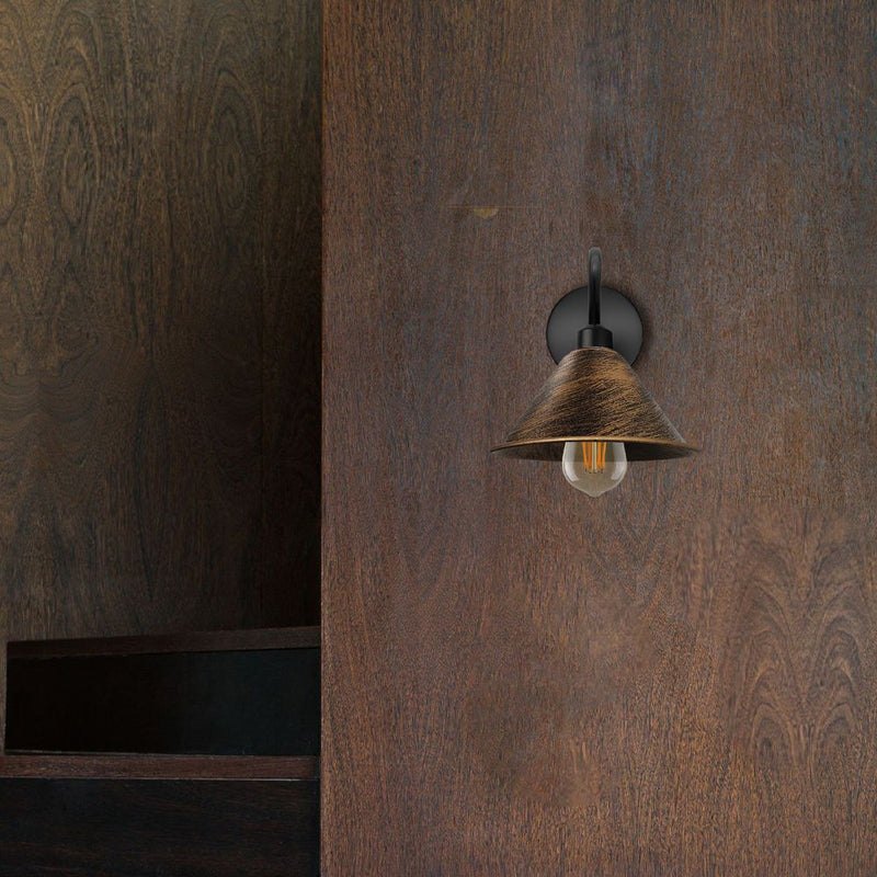 Vintage Brushed Copper Wall Sconce E27 Base Wall Light Fixture - Retro Style, Dimmable, High Quality - Perfect for Indoor Decor
