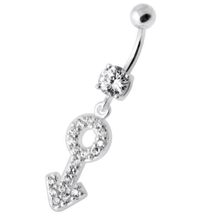 Gender Male symbol Silver Belly Ring