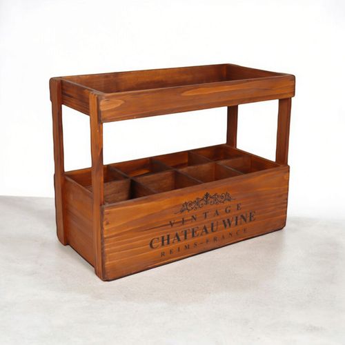 47CM WOODEN 8 BOTTLE WINE HOLDER