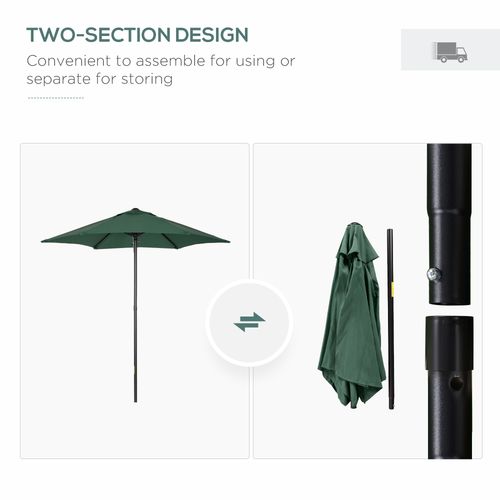 1.96m Parasol Patio Umbrella, Green
