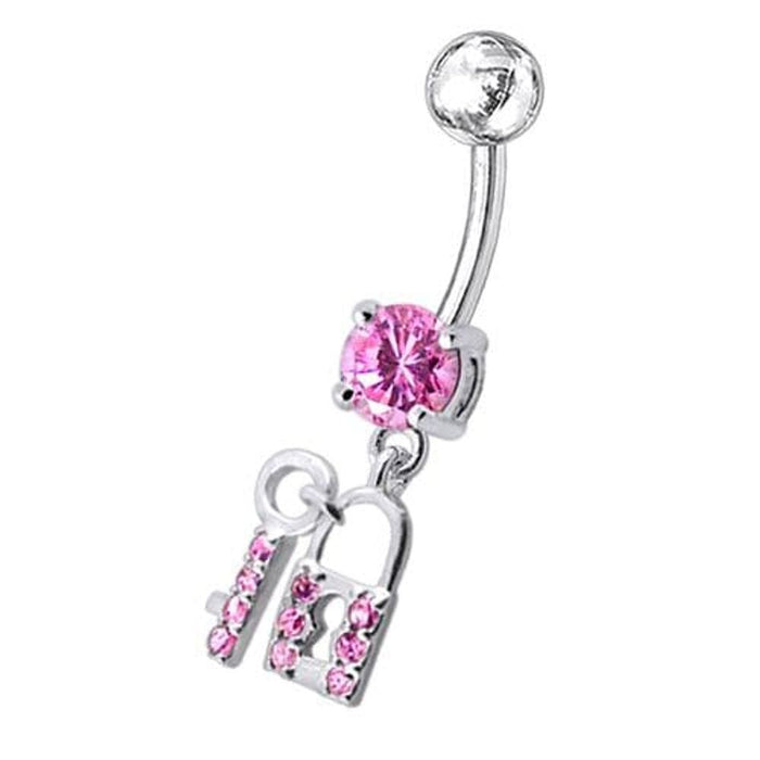 Fancy Jewelled "Lock & Key" Dangling Belly Ring