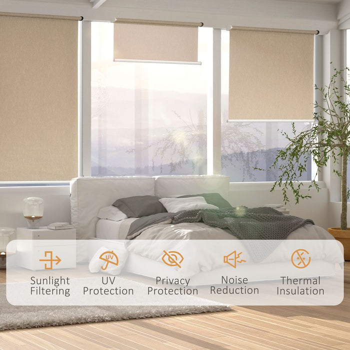 HOMCOM WiFi Smart Roller Blinds Work with TUYA App, Window Shade with Rechargeable Battery, Polyester Electric Shades Blind Easy Fit Home Office Living Room Bathroom Kitchen, Brown, 80cm x 180cm