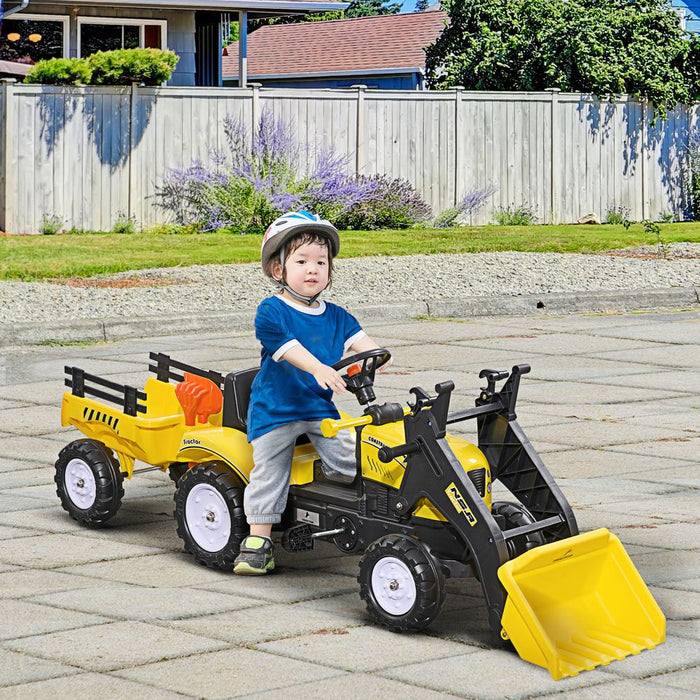 HOMCOM Pedal Go Kart Ride on Excavator - Yellow