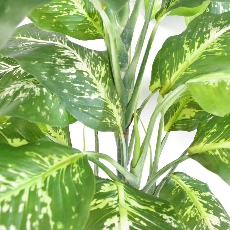 100cm Large Fox's Aglaonema Realistic Tree Artificial Plant with Silver Metal Planter
