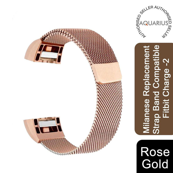 Aquarius Milanese Replacement Strap Band for Fitbit Charge2 - Rose Gold, High Quality