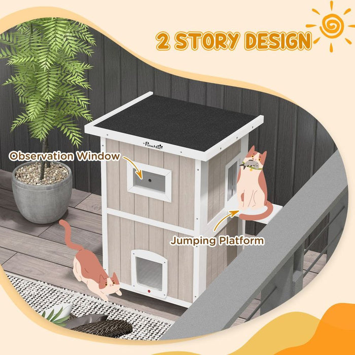 PawHut Outdoor Wooden Cat House - Spacious, Escape Doors - for 1-2 Cats. Get the Best Quality!