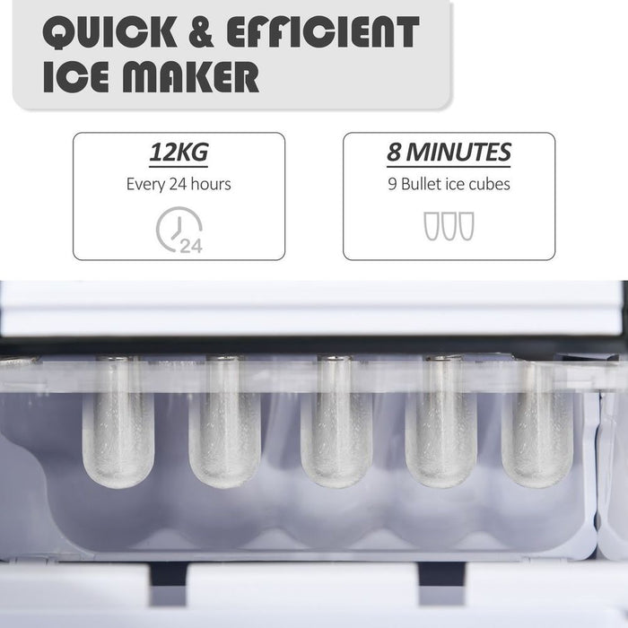 12kg/24H Ice Maker w/ Scoop Basket - Black | Perfect for Home Office