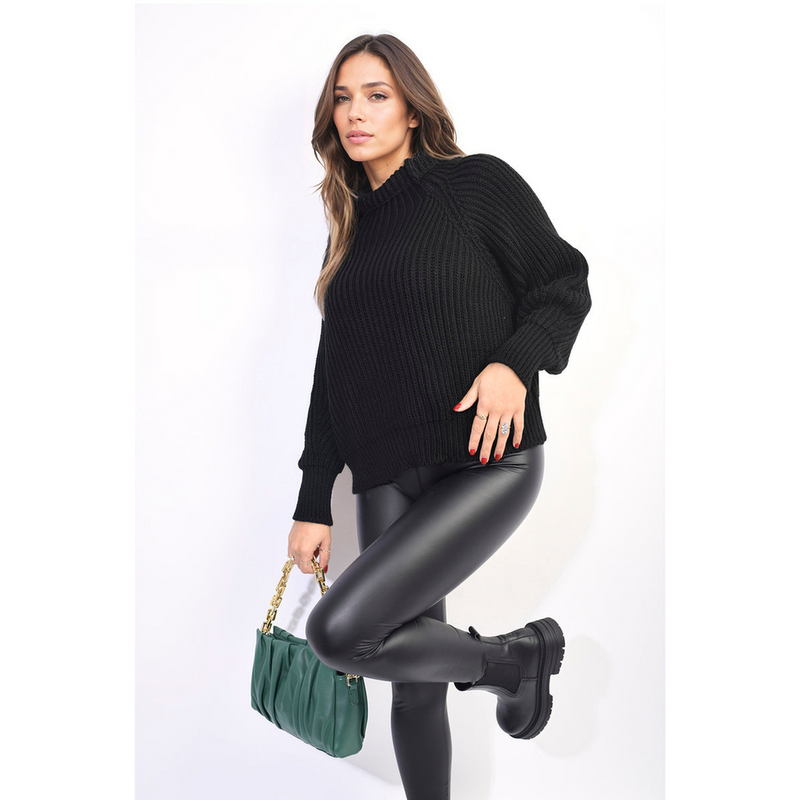 Oversized Chunky High Neck Knitted Jumper