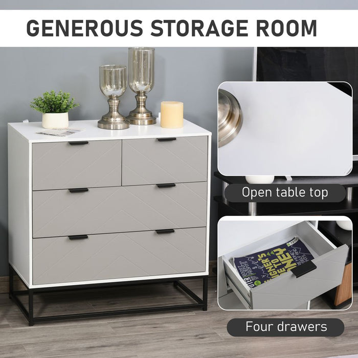 Stylish Chest of Drawers: Metal Handles, Freestanding Dresser, Modern Wood