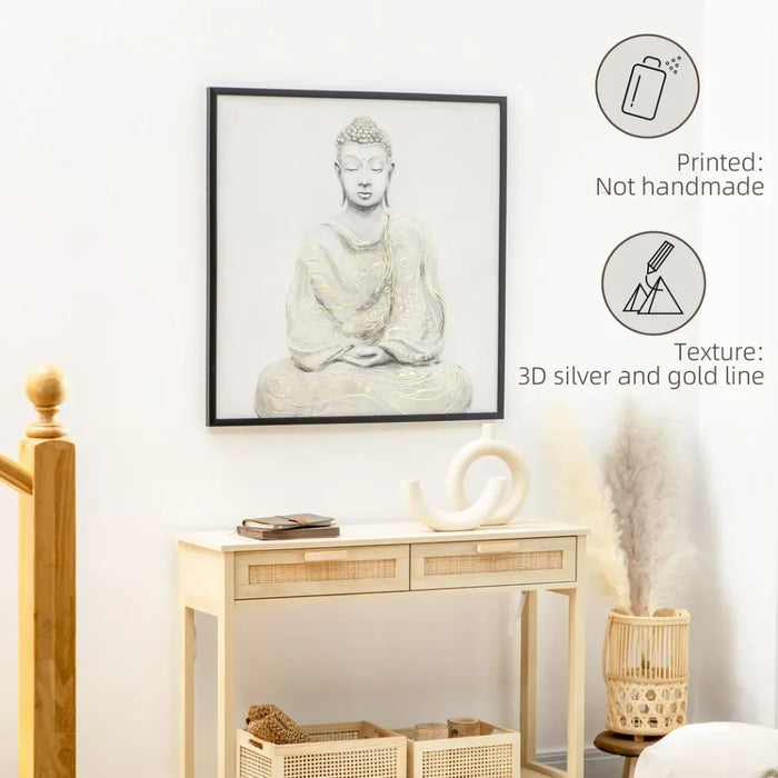 Canvas Wall Art Gold Textured Buddha, Wall Pictures Home Decor, 83 x 83 cm