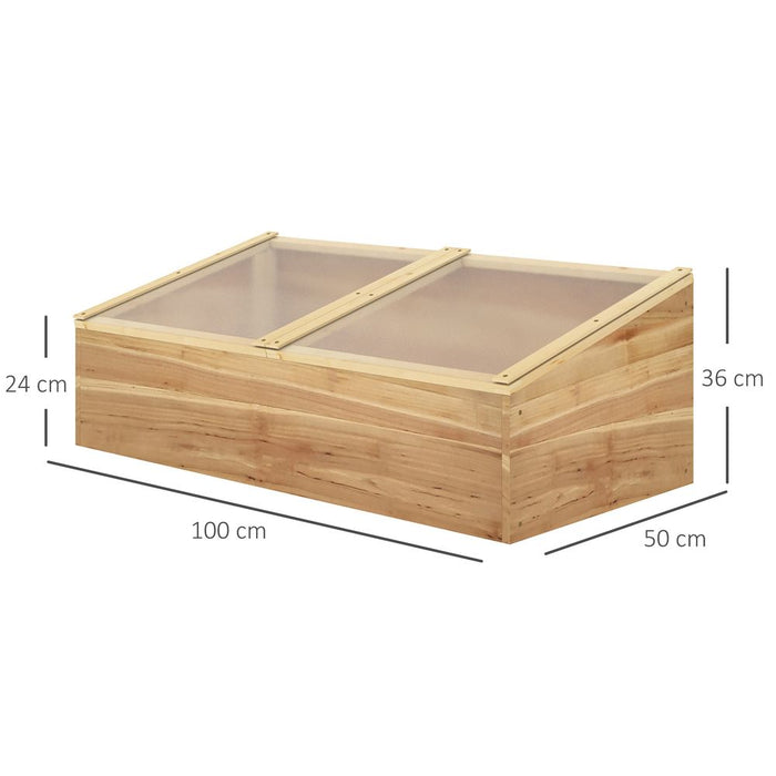 Outsunny Wooden Cold Frame Greenhouse, 100 x 50 x 36 cm, Natural - Best Quality & Easy Access