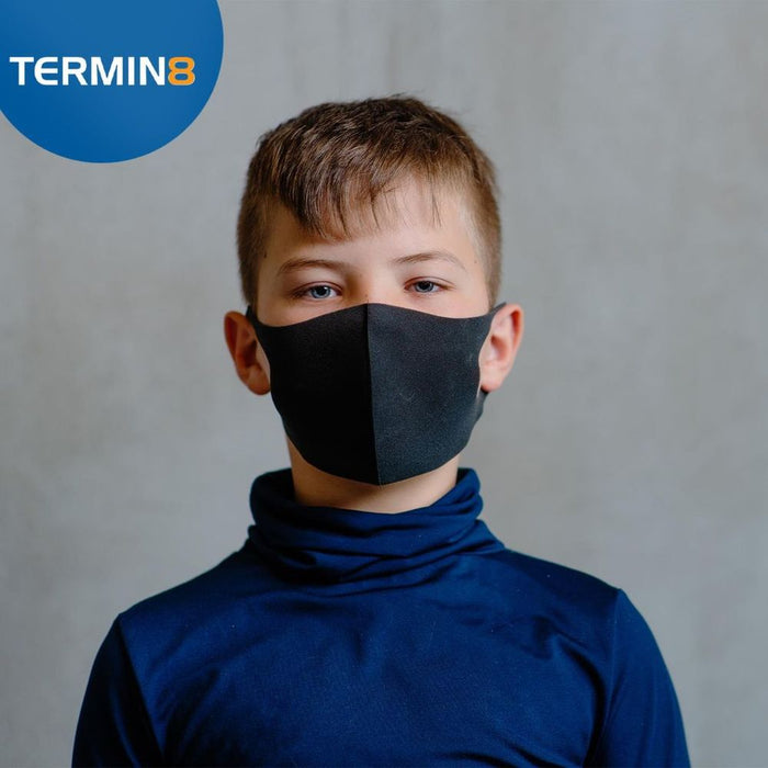 Termin8 Lightweight Breathable Reusable Face Mask for Kids - Black