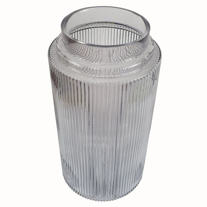 Premium 31cm Clear Ridged Glass Vase - Ideal for Real & Artificial Flowers - Hand-Finished for Unique Charm