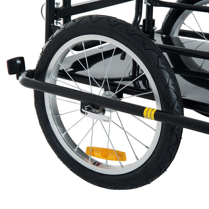 Folding Bike Cargo Trailer Extra Storage Carrier-Black