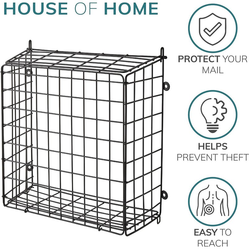 Premium Black Letter Box Catcher Cage - Lift Up Lid