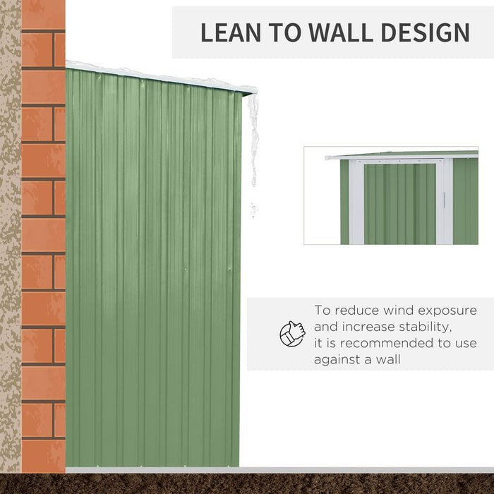 Durable Lockable Green Garden Storage Shed, 142x84x189cm