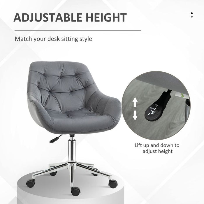 Premium Velvet Home Office Chair: Comfy Dark Grey Desk Chair with Adjustable Height Armrest - Best Quality