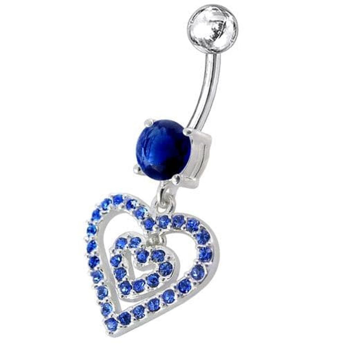 Fancy  Heart Dangling Jeweled Banana Bay Navel Ring