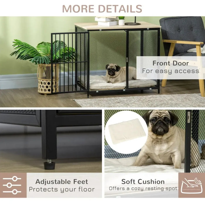 Premium Dog Crate End Table w/ Soft Cushion - Front Door - Small, Medium Dogs