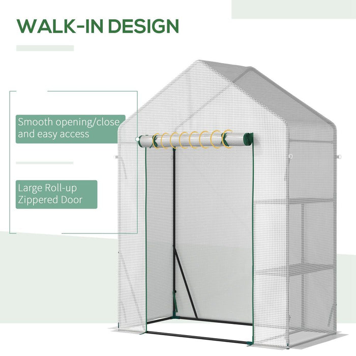 Outsunny Portable Greenhouse w/ Shelf - Extend Growing Season, Protect Plants from Cold & Birds