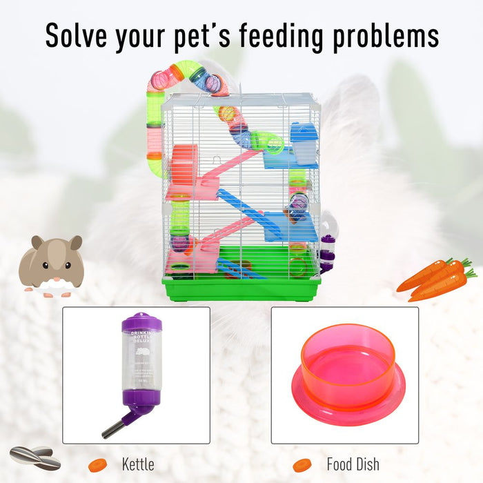 Ultimate 5-Tier Hamster Cage: Safe, Stimulating & Fun Habitat + Exercise Wheels & Tunnel