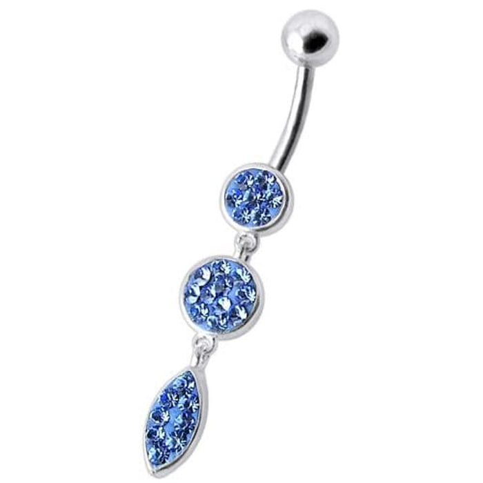 Fancy Pressure Setting  Jeweled Dangling Belly Ring