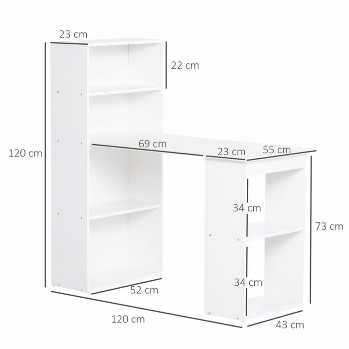 Computer Desk, 120Lx55Dx120H cm-White