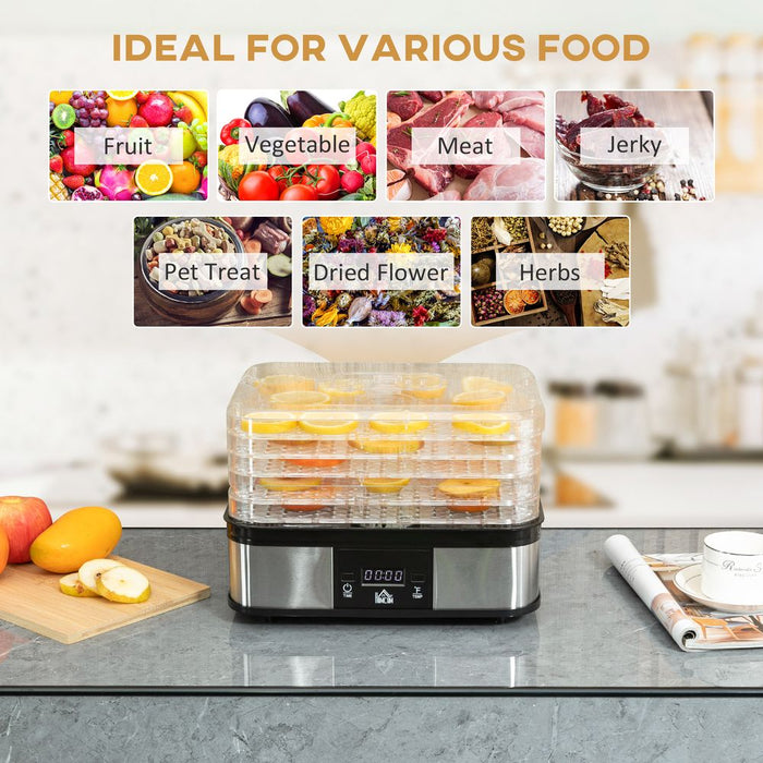 Premium Stainless Steel Food Dehydrator | 5-Tier | Timer | LCD Display | Efficient & Durable