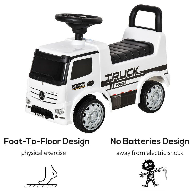 3-in-1 Ride On Car Kids Mercedes Truck Storage for 12 - 36 Months White