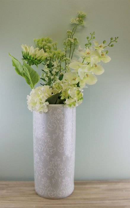 Faux Hydrangea Spray, Cream & Green, 49cm - Top Quality