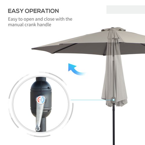 3m Parasol Patio Umbrella,Tilt and CrankLight Grey