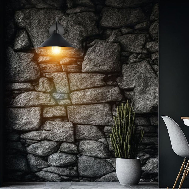 Black Wall Light Fixture,Black Wall Sconce E27 Base Socket Screw Type Wall Mounted Swan Neck Cone Shape Shade