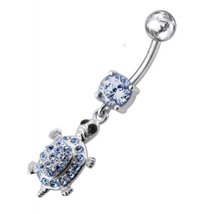 Fancy Jeweled Turtle Dangling Belly Ring