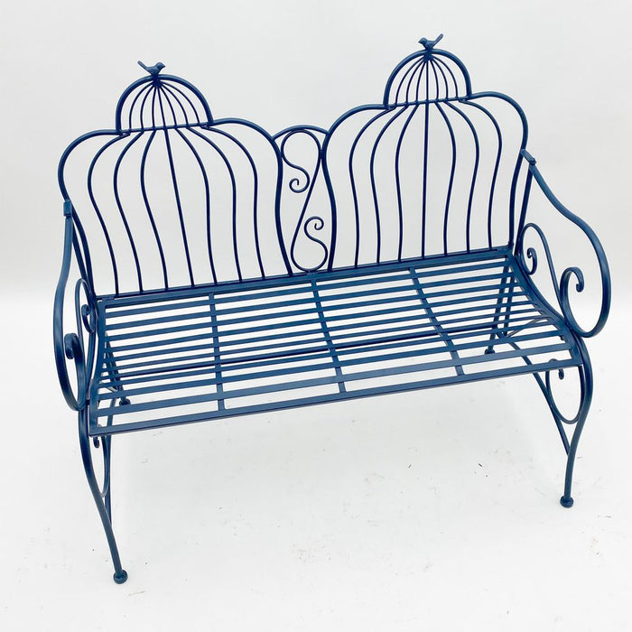 Premium 112CM Blue Bench: Industrial Look, Distressed Paintwork, Easy Assembly. Perfect for Patio Enjoyment