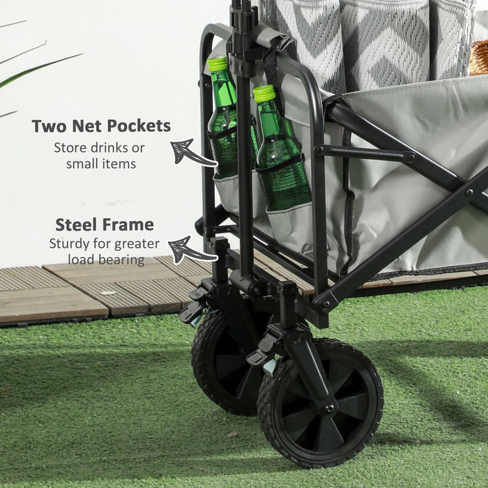 Outsunny Folding Outdoor Storage Trolley: Telescopic Handle, Brakes - High Quality Cart Bag for All Your Needs