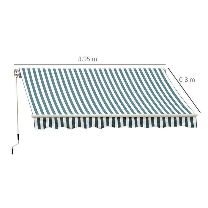 Premium Outsunny 4m x 3m Green & White Awning Sun Shade Canopy - High-Quality Outdoor Shelter