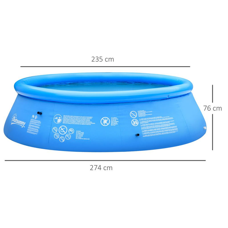 High-Quality 274cmx76cm Round Inflatable Pool - Perfect for Family Fun & Easy Set-Up - Blue - Free Hand Pump Included