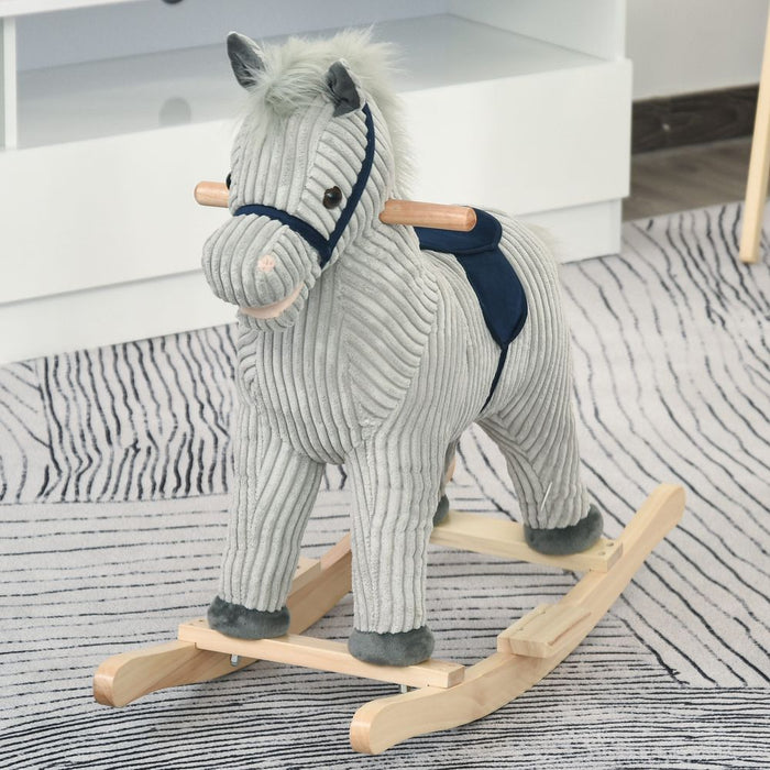 Kids Rocking Horse - Wood Base, Sound, Handlebars - Best Quality for Ages 36-72 months